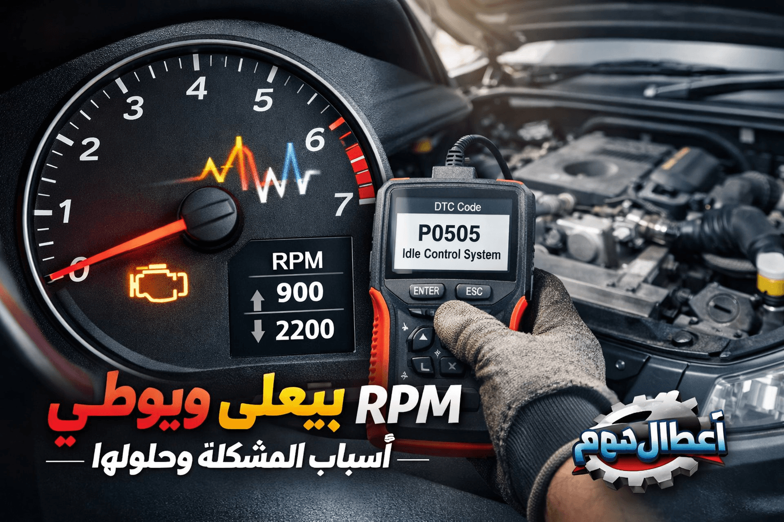 RPM بيعلى ويوطي في السيارة بسبب مشكلة في السلانسيه أو بوابة الهواء مع فحص كمبيوتر المحرك