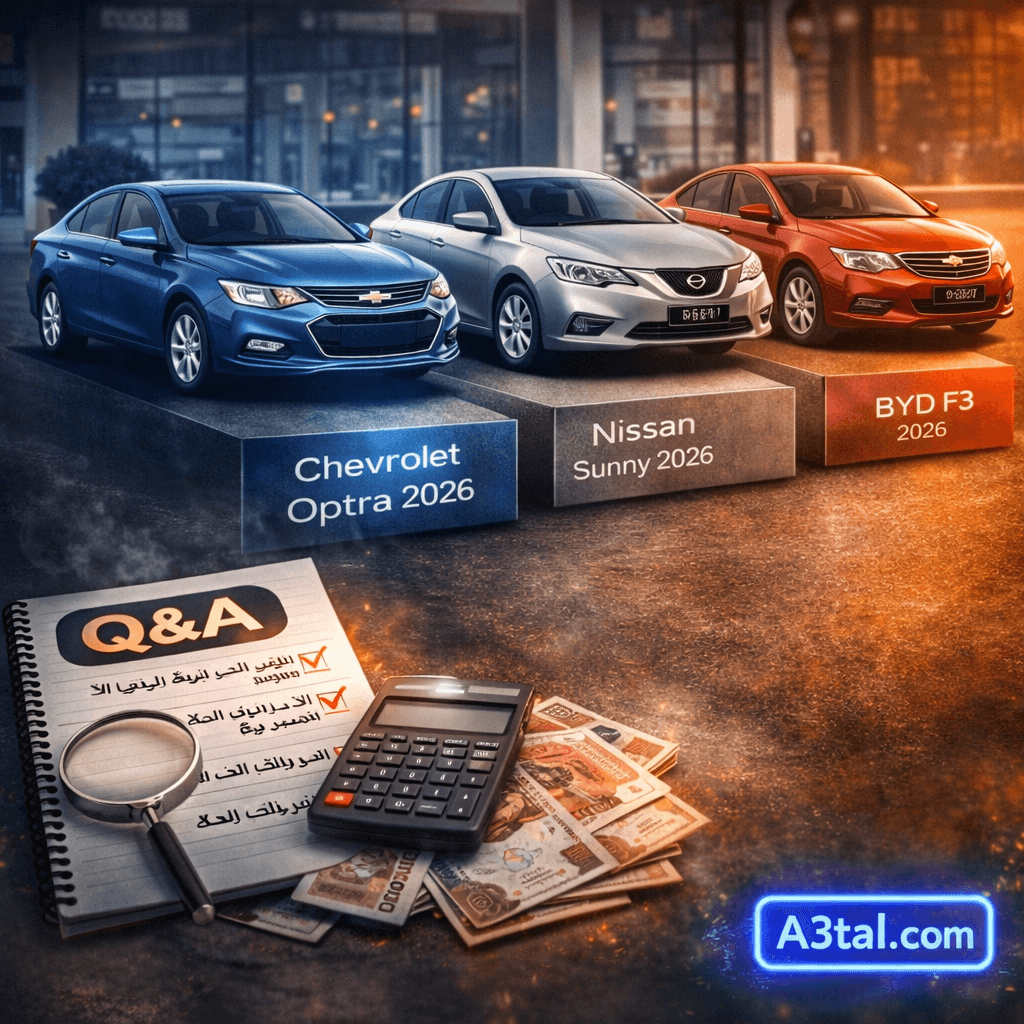 Chevrolet Optra 2026 comparison with Nissan Sunny 2026 and BYD F3 2026 in Egypt
