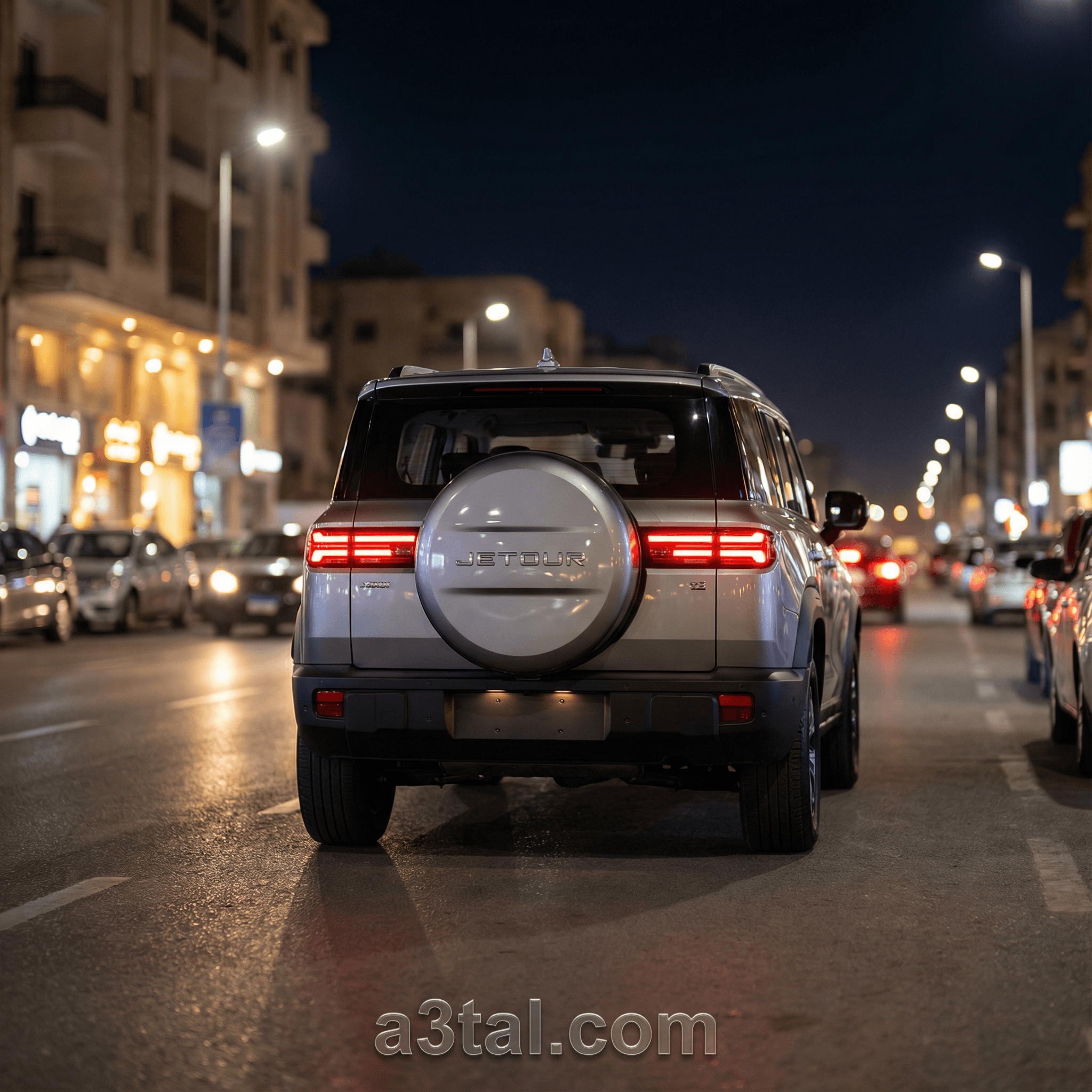 الشكل الخلفي لسيارة جيتور T2 وصندوق الإطار الاحتياطي ومصبيح LED - مشاكل قطع غيار البودي في مصر