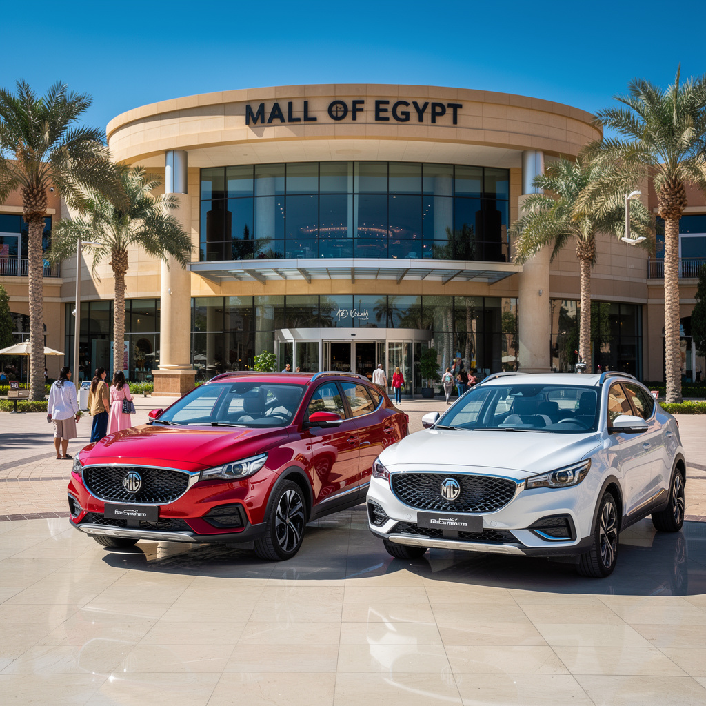 سيارات MG4 و MG ZS EV الكهربائية أمام مول مصر - اسعار MG الكهربائية في مصر 2026