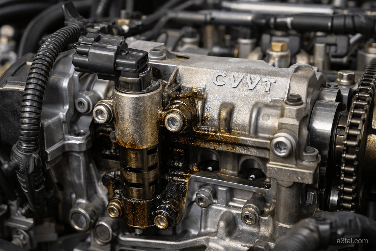 صمام التحكم في الزيت CVVT المتسخ في محرك كيا يسبب كود P1115