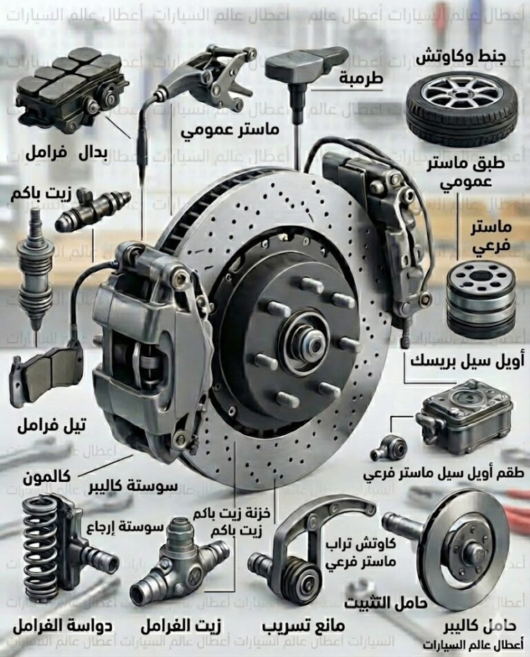 دليل أعطال وصيانة فرامل السيارة: التشريح الكامل من الدواسة حتى التيل
