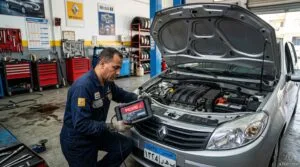 فحص سيارة رينو سانديرو بجهاز كشف الأعطال وقراءة أكواد كمبيوتر المحرك