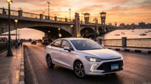 سيارة بايك U5 بلس (Baic U5 Plus) موديل 2026 السيدان متوقفة على كوبري ستانلي بالإسكندرية