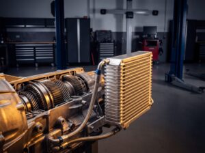 صورة توضيحية تظهر مبرد الفتيس الأوتوماتيك المعدني المصمم لخفض درجة حرارة زيت الجيربوكس